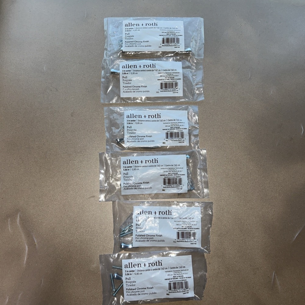 6-Allen And Roth  Hardware Pulls 3" Center Polished Chrome Model#z449-3"-PC